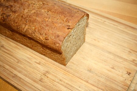 Wooden board sunflower seed bread food
