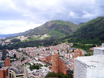 Bogota Cityscape with mountains in Colombia photo