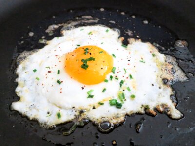Breakfast fried eggs pan