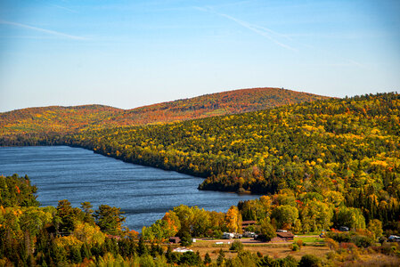 Autumn colors with Superior Bay with colorful trees