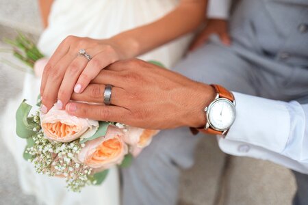 Wedding Couple Holding Hands photo