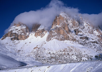 Top of High mountains, covered by snow photo