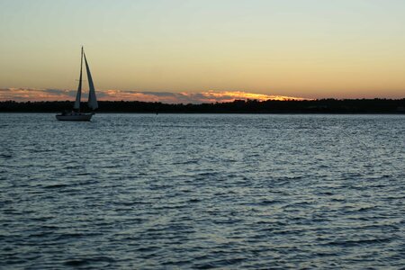 Boat dawn dusk photo