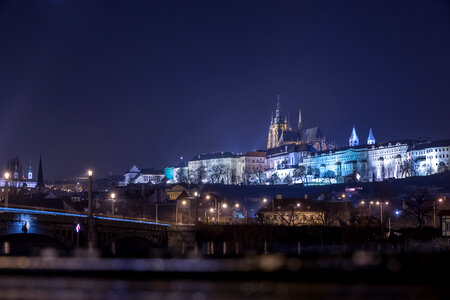 Historical city of Prague at night