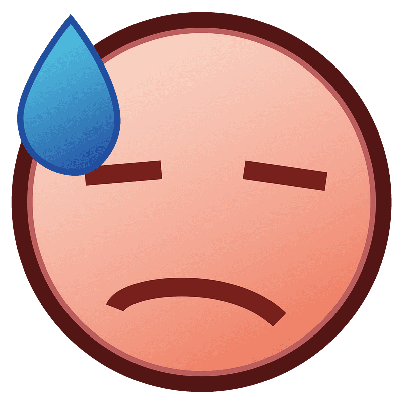 Downcast face with sweat