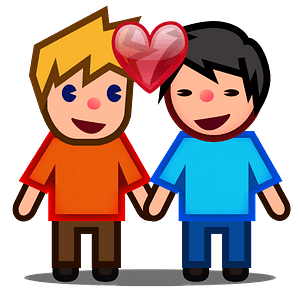 Couple with heart: man, man