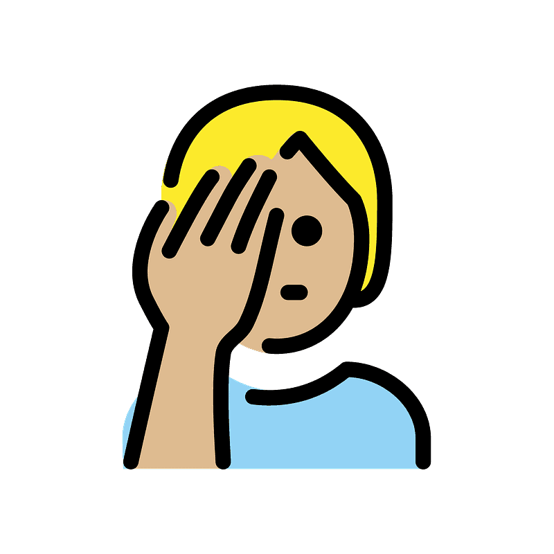 やや薄い肌色 ひたいに手をあてる人