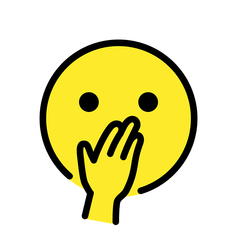 Face with hand over mouth