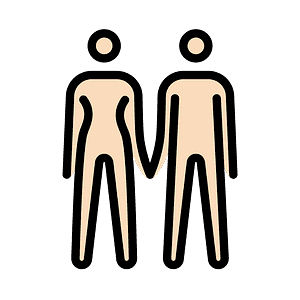 Woman and man holding hands