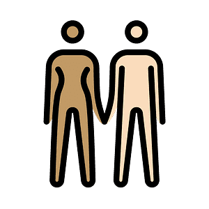 Woman and man holding hands