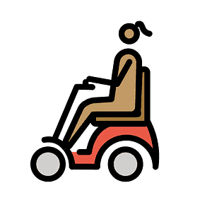 Woman in motorized wheelchair