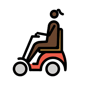 Woman in motorized wheelchair