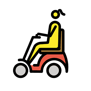 Woman in motorized wheelchair
