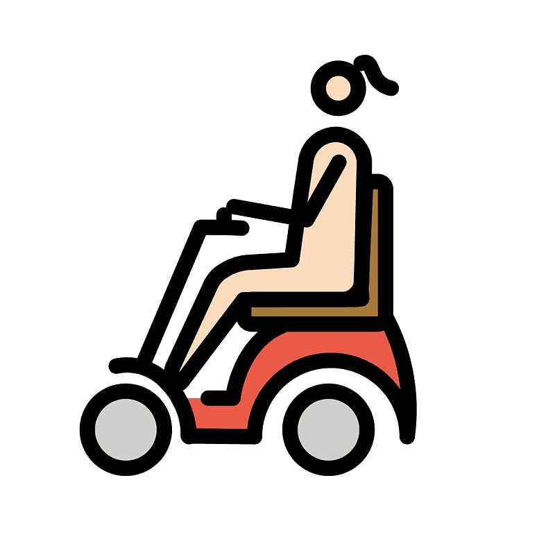 Woman in motorized wheelchair