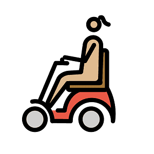Woman in motorized wheelchair