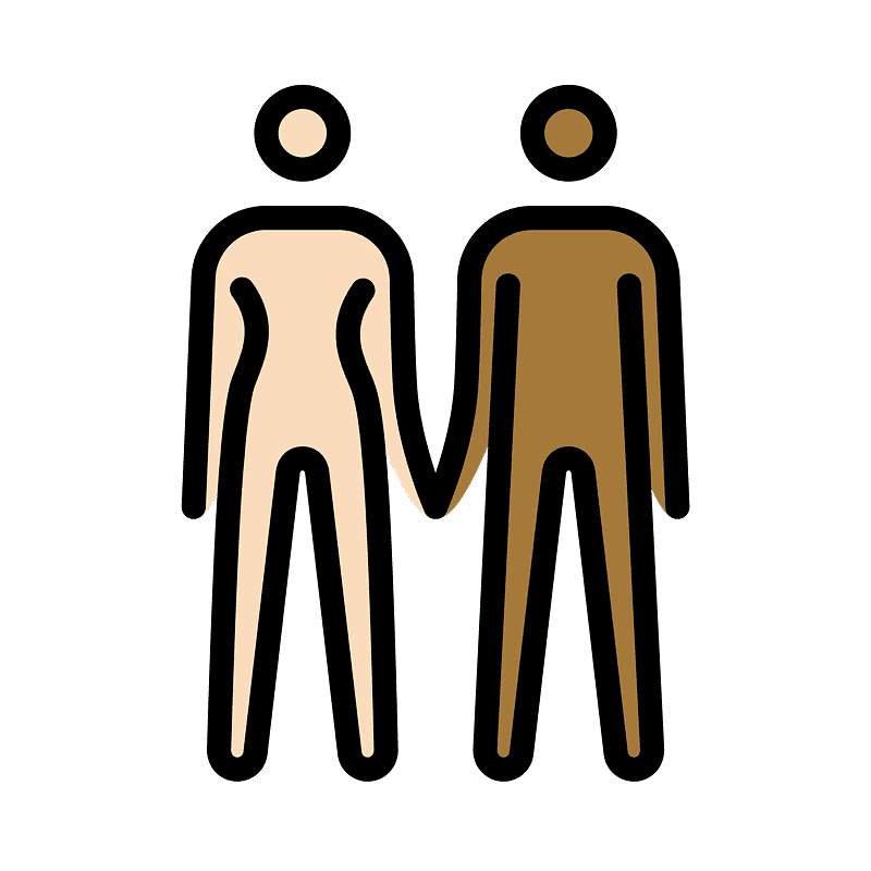 โทนผิวสีขาว โทนผิวสีแทน ชาย-หญิงจับมือ