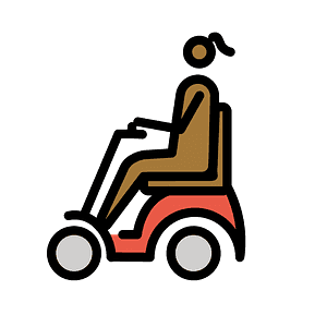 Woman in motorized wheelchair