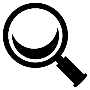 Magnifying glass tilted left