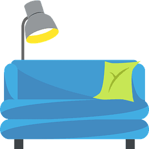 Couch and lamp