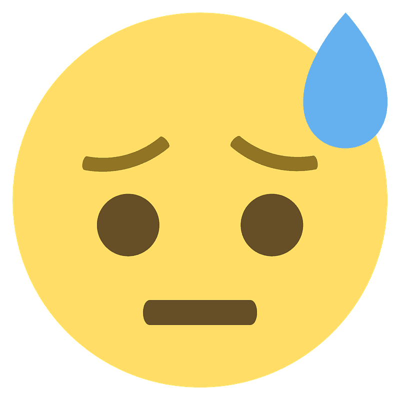 Downcast face with sweat