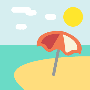 Beach with umbrella