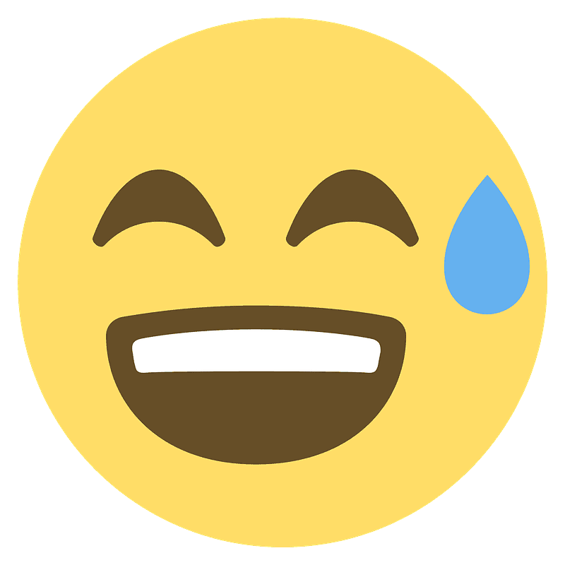 Grinning face with sweat