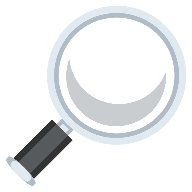 Magnifying glass tilted right