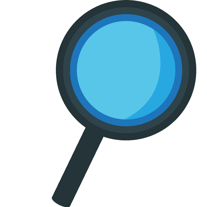 Magnifying glass tilted right