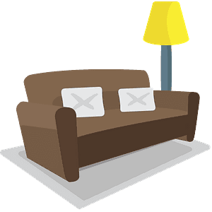 Couch and lamp