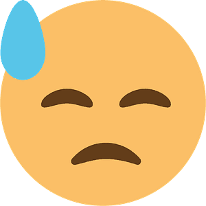 Downcast face with sweat