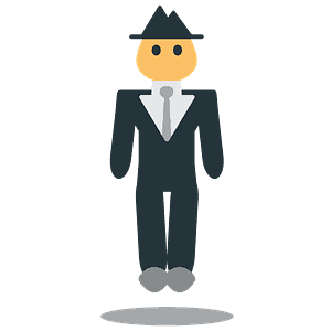 Person in suit levitating