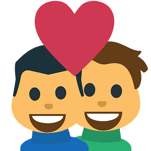 Couple with heart: man, man