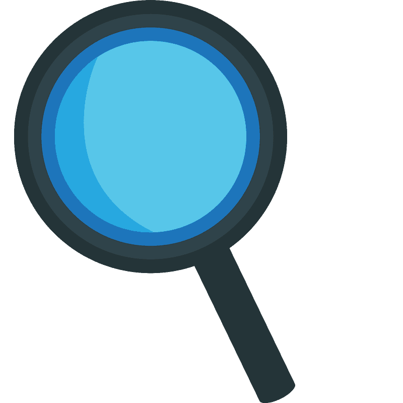 Magnifying glass tilted left