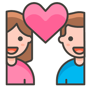 Couple with heart: woman, man