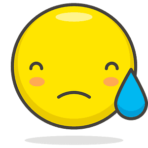 Downcast face with sweat