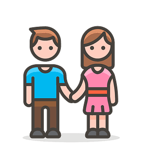 Woman and man holding hands