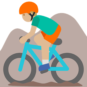 Person mountain biking