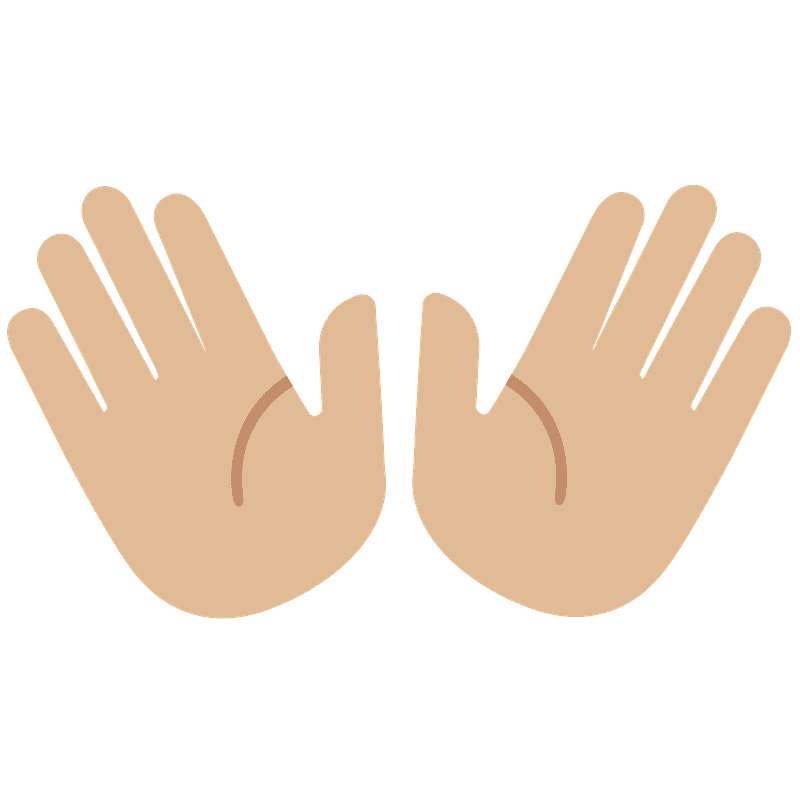Màu da sáng trung bình hai bàn tay đang xòe