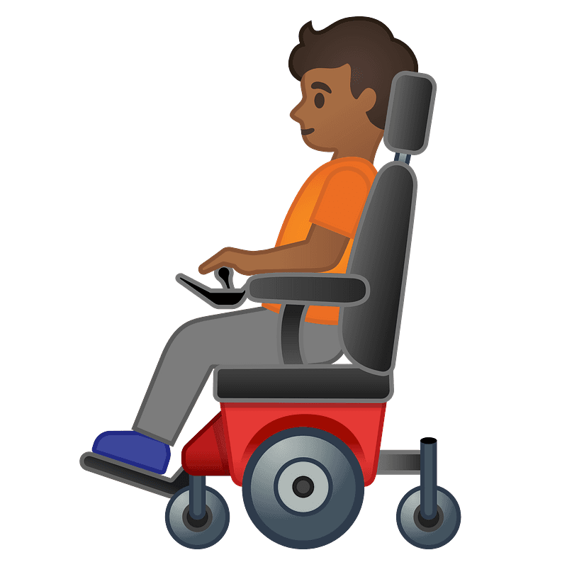 Person in motorized wheelchair