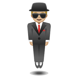 Person in suit levitating