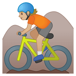 Person mountain biking