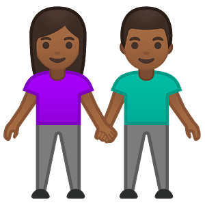 Woman and man holding hands