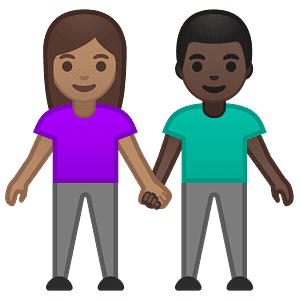 Woman and man holding hands