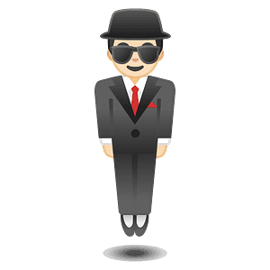 Person in suit levitating