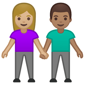 Woman and man holding hands
