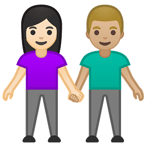 Woman and man holding hands
