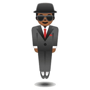 Person in suit levitating
