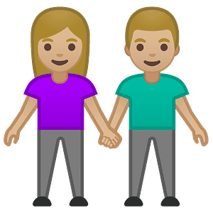 Woman and man holding hands