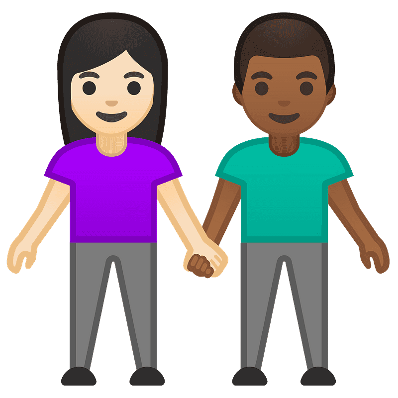 Woman and man holding hands