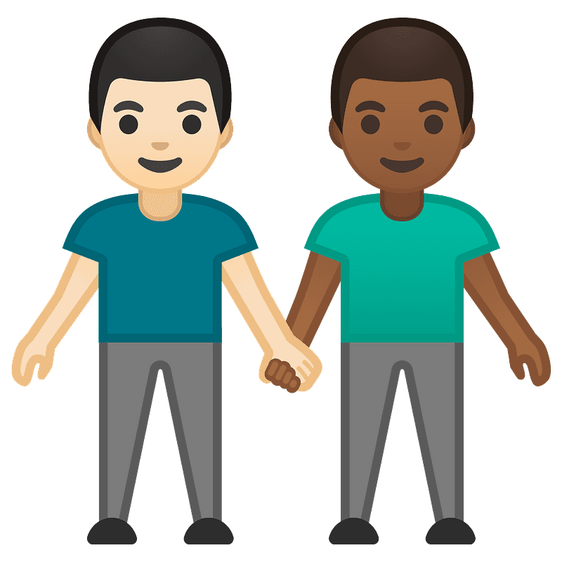 Tono de piel claro y tono de piel oscuro medio hombres de la mano